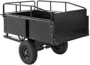 Heavy Duty ATV Trailer Steel Dump Cart, 750-Pound 15 Cubic Feet, Garden Utility Trailer with Removable Sides for Riding Lawn Mower Tractor Heavy Duty ATV Trailer Steel Dump Cart, 750-Pound 15 Cubic Feet, Garden Utility Trailer with Removable Sides for Riding Lawn Mower Tractor