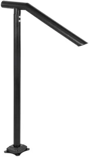 3Ft Step Railing, Iron Stair Handrail Floor Mounted Sturdy Black Arched Handrails for Outdoor Indoor Steps Fits 2 to 3 Steps