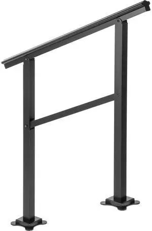 Outdoor Handrail 165LBS Load Handrail Outdoor Stairs Aluminum Stair Handrail 36 x 35\" Outdoor Stair Railing Transitional Range from 0 to 30° Staircase Handrail Fits 2-3 Steps with Screw Kit