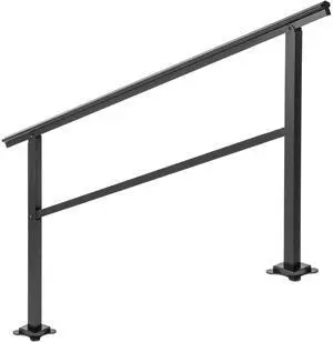 Outdoor Handrail 165LBS Load Handrail Outdoor Stairs Aluminum Stair Handrail 60 x 35" Outdoor Stair Railing Transitional Range from 0 to 30° Staircase Handrail Fits 4-5 Steps with Screw Kit