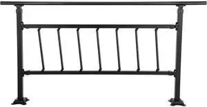 Outdoor Stair Railing, Fits for 1-5 Steps Transitional Wrought Iron Handrail, Adjustable Exterior Stair Railing with Fence, Handrails for Concrete Steps with Installation Kit, Matte Black