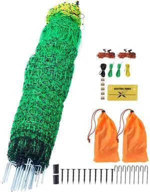 Electric Fence Netting, 50" H x 164' L, Livestock Net Fencing with Posts & Stakes, Portable Mesh Nets for Goats, Sheep, Deer, Hogs, Dogs, Electric Fencing for Backyards, Gardens, Farms, Ranches Electric Fence Netting, 50" H x 164' L, Livestock Net Fencing with Posts & Stakes, Portable Mesh Nets for Goats, Sheep, Deer, Hogs, Dogs, Electric Fencing for Backyards, Gardens, Farms, Ranches