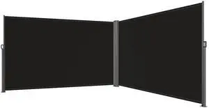 Retractable Side Awning, 71''x 236'' Aluminum Outdoor Privacy Screen, 280g Polyester Water-proof Retractable Patio Screen, UV 30+ Room Divider Wind Screen for Patio, Backyard, Balcony, Black