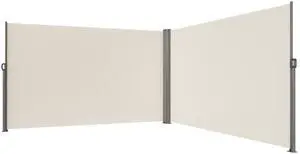 Retractable Side Awning, 71''x 236'' Aluminum Outdoor Privacy Screen, 280g Polyester Water-proof Retractable Patio Screen, UV 30+ Room Divider Wind Screen for Patio, Backyard, Balcony, Beige