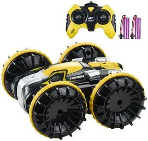 Amphibious Remote Control Car Boat, 2.4GHz 12 km/h, 4WD Waterproof RC Car for Kids, 360° Rotating Stunt Car with 2 Batteries, All Terrain Water Beach Pool Toy for 6+ Year Old Boys Girls, Yellow Amphibious Remote Control Car Boat, 2.4GHz 12 km/h, 4WD Waterproof RC Car for Kids, 360° Rotating Stunt Car with 2 Batteries, All Terrain Water Beach Pool Toy for 6+ Year Old Boys Girls, Yellow