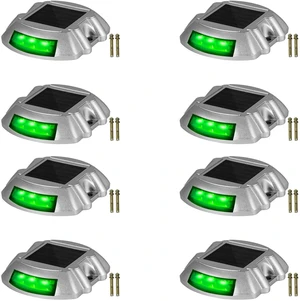 Driveway Lights, 8-Pack Solar Driveway Lights with Switch Button, Solar Deck Lights Waterproof, Wireless Dock Lights 6 LEDs for Path Warning Garden Walkway Sidewalk Steps, LED Bright Green Driveway Lights, 8-Pack Solar Driveway Lights with Switch Button, Solar Deck Lights Waterproof, Wireless Dock Lights 6 LEDs for Path Warning Garden Walkway Sidewalk Steps, LED Bright Green