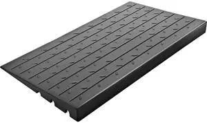 Rubber Threshold Ramp, 4\" Rise Threshold Ramp Doorway, 3 Channels Cord Cover Rubber Solid Threshold Ramp, Rubber Angled Entry Rated 2200 Lbs Load Capacity for Wheelchair and Scooter