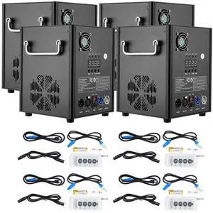Cold Spark Machine, 4 Pack 500W Output Fireworks Controllers, 6.6-13ft Adjustable Height, with Advanced DMX System,LED Screen,Portable Handle, Aluminum Alloy for Stage DJ Wedding Event,Party