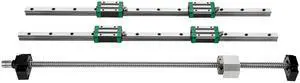 Linear Guide Rail 2Pcs HGR20-1500mm Linear Slide Rail with 1Pcs RM1605-1500mm Ballscrew with BF12/BK12 Kit Linear Slide Rail Guide Rail Square for DIY CNC Routers Lathes Mills