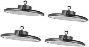 4 Pack LED High Bay Lights, 5000K 250W 36000LM Super Bright UFO LED Warehouse Shop Lights, IP65 Waterproof, 100-277V Wide Voltage for Warehouse Workshop Factory Gym Garage Barn, Black