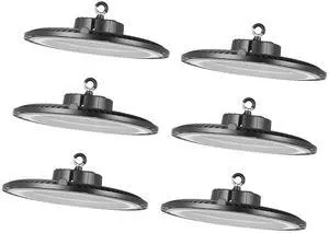 6 Pack LED High Bay Lights, 5000K 250W 36000LM Super Bright UFO LED Warehouse Shop Lights, IP65 Waterproof, 100-277V Wide Voltage for Warehouse Workshop Factory Gym Garage Barn, Black