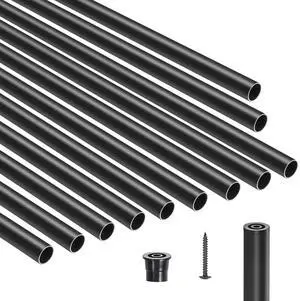 Staircase Balusters 101 Pack, 32 In Aluminum Stair Balusters, 3/4 In Water-Proof Round Metal Spindle Railing, Hollow Deck Railing with Rail Caps & Screws for Stairs, Porch, Patio, Fence, Black Staircase Balusters 101 Pack, 32 In Aluminum Stair Balusters, 3/4 In Water-Proof Round Metal Spindle Railing, Hollow Deck Railing with Rail Caps & Screws for Stairs, Porch, Patio, Fence, Black