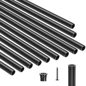 Staircase Balusters 101 Pack, 26 In Aluminum Stair Balusters, 3/4 Inch Water-Proof Round Metal Spindle Railing, Hollow Deck Railing with Rail Caps & Screws for Stairs, Porch, Patio, Matte Black Staircase Balusters 101 Pack, 26 In Aluminum Stair Balusters, 3/4 Inch Water-Proof Round Metal Spindle Railing, Hollow Deck Railing with Rail Caps & Screws for Stairs, Porch, Patio, Matte Black