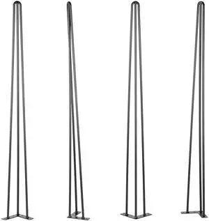 Hairpin Table Legs 30\" Black Set of 4 Desk Legs 880lbs Load Capacity (Each 220lbs) Hairpin Desk Legs 3 Rods for Bench Desk Dining End Table Chairs Carbon Steel DIY Heavy Duty Furniture Legs