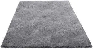 Indoor Plush Area Rugs, 8 x 10 ft Soft Plush Carpet, Furry Shag Area Rugs for Living Room, Bedroom, Sunroom, Modern Home Decor Aesthetic, Non-Shedding, Non-Woven, Slip-Resistant, Smoke Gray