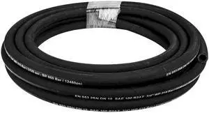 Hydraulic Hose 1/2 inch x 100 ft, Coiled Hydraulic Hose 4000 PSI, Rubber Hydraulic Hose with 2 High-Tensile Steel Wire Braid, Bulk Hydraulic Hose -20 to 140, Hydraulic Oil Flexible Hose