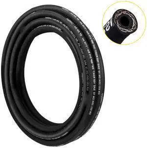 Hydraulic Hose 3/8 inch x 100 ft, Coiled Hydraulic Hose 4800 PSI, Rubber Hydraulic Hose with 2 High-Tensile Steel Wire Braid, Bulk Hydraulic Hose -20°C to 140°C, Hydraulic Oil Flexible Hose