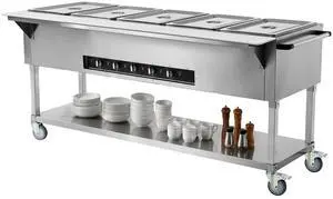 VEVOR 5-Pan Commercial Food Warmer, 5 x 20.6QT Electric Steam Table, 3750W Professional Buffet Catering Food Warmer with 4 Wheels (2 Lockable), Food Grade Stainless Steel Server for Party Restaurant