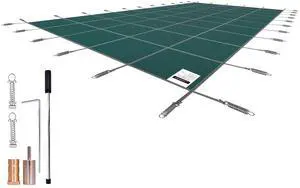 Pool Safety Cover Fits 18x36ft Rectangle Inground Pools, Safety Pool Cover with Drainage Holes, Mesh Solid Pool Cover for Swimming Pool, Winter Safety Cover, Green