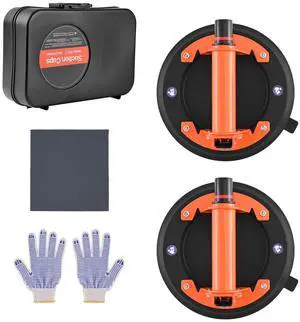 Vacuum Suction Cup, 8-Inch Vacuum Glass Lifter with Metal Handle, 429 lbs Max Lifting Capacity Tile Suction Cup Tool with Carrying Case for Lifting Large Tile, Granite, Drywall, Windows (2-Pack)