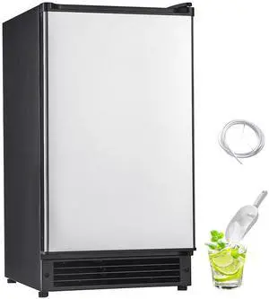 Undercounter Built-in Ice Maker, 25 Lbs/Day Under Counter Ice Maker Machine with Reversible Door Stainless Steel, Freestanding Ice Maker for Commercial Home Kitchen, No Drain Required