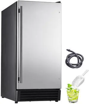 Undercounter Built-in Ice Maker, 50 Lbs/Day Under Counter Ice Maker Machine with Drain Pump Reversible Door Stainless Steel, Freestanding Ice Maker for Commercial Home Kitchen
