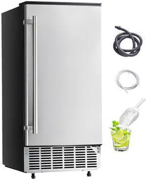 Undercounter Built-in Ice Maker, 80 Lbs/Day Under Counter Ice Maker Machine with Reversible Door Stainless Steel, Freestanding Ice Maker for Commercial Home Kitchen, Electric Drainage