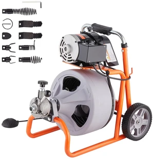 VEVOR Drain Cleaner Machine 100FT x 3/8 Inch Auto Feed with Wheels & 8 Cutters VEVOR Drain Cleaner Machine 100FT x 3/8 Inch Auto Feed with Wheels & 8 Cutters