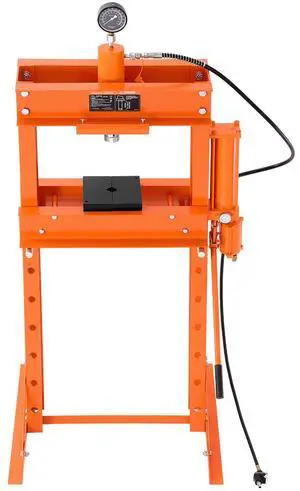 Hydraulic Shop Press, 30 T H-Frame Pneumatic Shop Press with Press Plate & Triangular Support, Stable Garage Floor Adjustable Hydraulic Press with Relief Valve, Fit for Bending & Straightening
