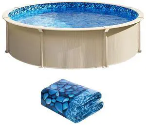 21-ft Round Above Ground Pool Liner, Unibead Pool Liners, Standard Gauge, 52inch Wall Height, Designed for Steel Sided Above-Ground Swimming Pools