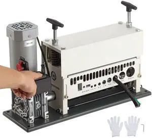 Electric Wire Stripper Machine, 0.06-1.57 in, 11 Channel Automatic Copper Cable Stripper,  370W Wire Stripper Tool with Manual Hand Crank Mode, Emergency Stop Button, for Scrap Copper Recycling