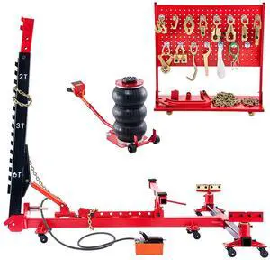 Auto Body Frame Puller Straightener, 6T Tension Car Body Repair Equipment with 3T Airbag Jack & 6000PSI Hydraulic Foot Pump, Include 16 Straightening Tools, for Auto Repair Shop Sedan SUV Pickup