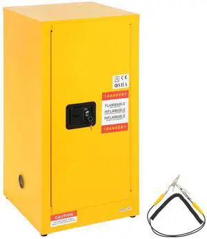 Flammable Safety Cabinet, 16 Gal, Cold-Rolled Steel Flammable Liquid Storage Cabinet, 18.1 x 18.1 x 35.4 in Explosion Proof with 2 Adjustable Shelves 1 Door for Commercial Industrial Use, Yellow