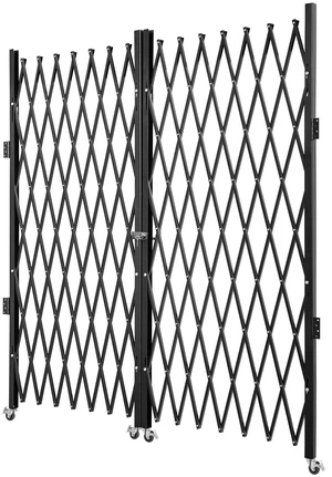Double Folding Security Gate, 5\' H x 10\' W Folding Door Gate, Steel Accordion Security Gate, Flexible Expanding Security Gate, 360° Rolling Barricade Gate, Scissor Gate or Door with Keys Double Folding Security Gate, 5\' H x 10\' W Folding Door Gate, Steel Accordion Security Gate, Flexible Expanding Security Gate, 360° Rolling Barricade Gate, Scissor Gate or Door with Keys