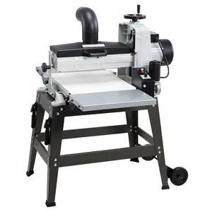 16" Drum Sander with Stand & Extension Tables, 1.5HP 1720RPM Dual Motor Drum Sander for Woodworking - Variable Speed Conveyor Belt, 4" Dust Collection Port for Cabinet & Furniture Finishing