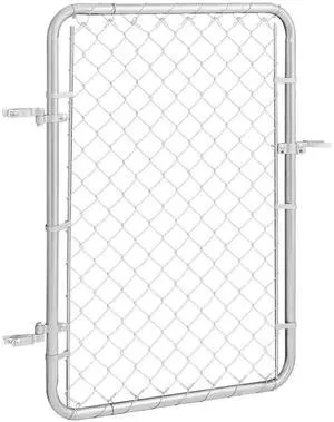 Chain Link Fence Gate, 32 x 46 in, Adjustable Chain Link Fence Panel, Fit 2-6 ft (W) x 4 ft (H) Garden Fence Gate Opening, Rust-Resistant Galvanized Fencing Gate for Farm Posts Not Included