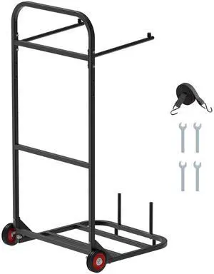Folding Chair Rack, 100 LBS Capacity, Heavy-duty Chair Cart for Hanging 10 Chairs, Multi-Function Metal Chair Storage Dolly with Rubber Wheels, Push-Style Chair Holder, Matte Black Folding Chair Rack, 100 LBS Capacity, Heavy-duty Chair Cart for Hanging 10 Chairs, Multi-Function Metal Chair Storage Dolly with Rubber Wheels, Push-Style Chair Holder, Matte Black