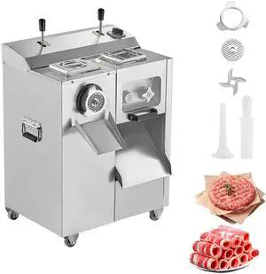 Meat Grinder, 14 Lbs/Min Electric Meat Grinder, Slicer, Sausage Stuffer with Blade, Grinding Plate, Sausage Maker, Stainless Steel Meat Mincer Cabinet for Slice Shred Dice, Restaurant Butcher