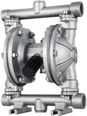 Air-Operated Double Diaphragm Pump, 1/2 in Inlet & Outlet, Stainless Steel Body, 8.8 GPM & Max 120PSI, PTFE Diaphragm Pneumatic Transfer Pump for Petroleum, Diesel, Oil & Low Viscosity Fluids