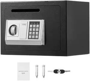 VEVOR 0.6 Cubic Feet Drop Safe, Drop Slot Safe Box with Password and Turn Knob, Heavy Duty Compact Cash Depository Box with a Front Lock Slot for Cash, Bank Slips, Jewelry, Documents, Bills, Black VEVOR 0.6 Cubic Feet Drop Safe, Drop Slot Safe Box with Password and Turn Knob, Heavy Duty Compact Cash Depository Box with a Front Lock Slot for Cash, Bank Slips, Jewelry, Documents, Bills, Black