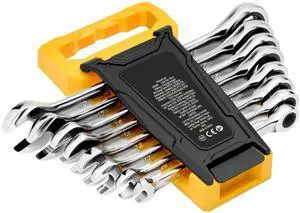 Combination Wrench Set, 8-Piece Ratcheting Wrench Set with Organizer Rack, Cr-V Steel Wrench Set Metric 8 mm to 19 mm, Ideal for General Household, Garage, Workshop, Auto Repairs, Emergency Combination Wrench Set, 8-Piece Ratcheting Wrench Set with Organizer Rack, Cr-V Steel Wrench Set Metric 8 mm to 19 mm, Ideal for General Household, Garage, Workshop, Auto Repairs, Emergency