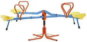 Kids Seesaw, 110 lbs Load Capacity per Seat, Sit and Spin Teeter Totter with 4-prong Support Legs, Kids Outdoor Playground Equipment, Swiveling 360 Degrees Rotating for Children Aged 3+, 4 Seats Kids Seesaw, 110 lbs Load Capacity per Seat, Sit and Spin Teeter Totter with 4-prong Support Legs, Kids Outdoor Playground Equipment, Swiveling 360 Degrees Rotating for Children Aged 3+, 4 Seats