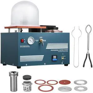 Vacuum Investing Casting Machine with Melting Furnace, Convenient Oil Injection Port, Precision Pressure Gauge, All-in-One Machine for Casting Jewelry and Melting Scrap, Silver, Gold, Copper