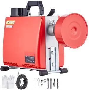 66FT x 5/8 Inch Drain Cleaner Machine, 250W Electric Sewer Snake Auger Manual Feed - with 7 Cutters, 2 Steel Cables (66' x 5/8" and 15' x 3/8")& CW/CCW Control for 1.6" to 4" Pipes 66FT x 5/8 Inch Drain Cleaner Machine, 250W Electric Sewer Snake Auger Manual Feed - with 7 Cutters, 2 Steel Cables (66' x 5/8" and 15' x 3/8")& CW/CCW Control for 1.6" to 4" Pipes