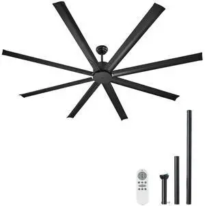 84 In Ceiling Fan without Light, 6-Speed Remote Control, Aluminum 8-Blade, Reversible DC Motor, Modern Low Profile Flush Mount Exterior Fan for Bedroom, Living Room, Patio, Indoor/Outdoor, Black 84 In Ceiling Fan without Light, 6-Speed Remote Control, Aluminum 8-Blade, Reversible DC Motor, Modern Low Profile Flush Mount Exterior Fan for Bedroom, Living Room, Patio, Indoor/Outdoor, Black