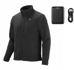 Heated Fleece Jacket for Women, Heated Sweatshirt with 7.4V 16000mAh Rechargeable Power Bank Pack, 6 Heating Zones, 3 Temp Levels, 3h/6h/10h Warmth, for Winter Outdoor Camping, Black