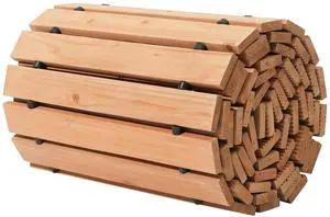 Wooden Garden Pathway, 12 ft L x 22 in W, Non-Slip Straight Garden Walkway, Roll Out Cedar Outdoor Walkway Path with Wire Rope Connection, Decorative Garden Paver for Backyard Wedding Party