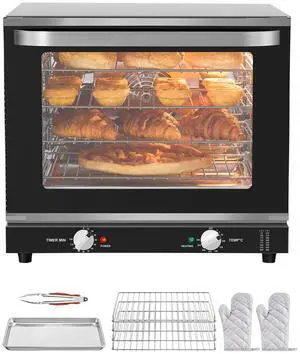 Commercial Countertop Oven, 66L 4-Tier Toaster Oven, 2800W Electric Baking Oven with Tempered Glass Door, Wire Racks Clip Tray Gloves, Stainless Steel Commercial Oven for Restaurant Bakery