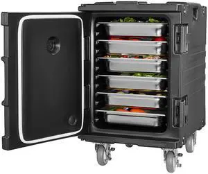 Insulated Food Pan Carrier, 95 Qt Hot Box for Catering, Food Box Carrier with Buckle, Front Loading Food Warmer with Handles, End Loader with Wheels for Restaurant, Canteen Insulated Food Pan Carrier, 95 Qt Hot Box for Catering, Food Box Carrier with Buckle, Front Loading Food Warmer with Handles, End Loader with Wheels for Restaurant, Canteen