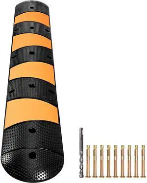 Rubber Traffic Calming Device, Single Unit with Dual Channels, 72" Length Modular Design Supports Up to 22000 LBS, Dimensions 72.8 x 12.2 x 2.2, Suitable for Asphalt, Concrete, and Gravel Sur